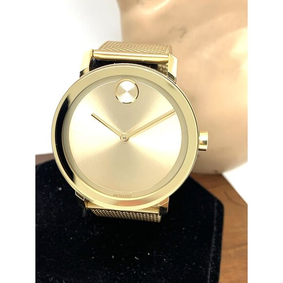 Movado Men's Watch 3600560 Bold Gold Dial Swiss Quartz Steel 40mm Mesh Band - Picture 1 of 14